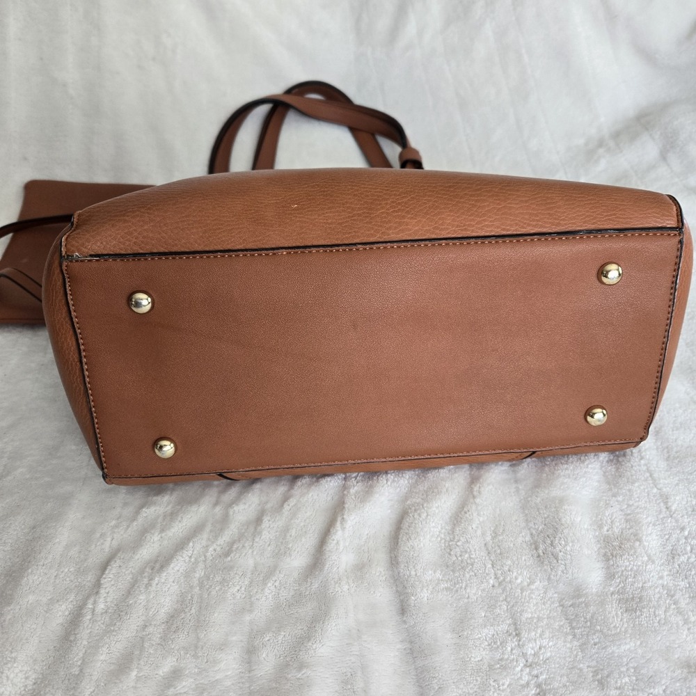 Boho Whipstitch Tassel Tote Camel‎ Pebbled Faux Leather Slouchy Western Chic Bag - Picture 10 of 16
